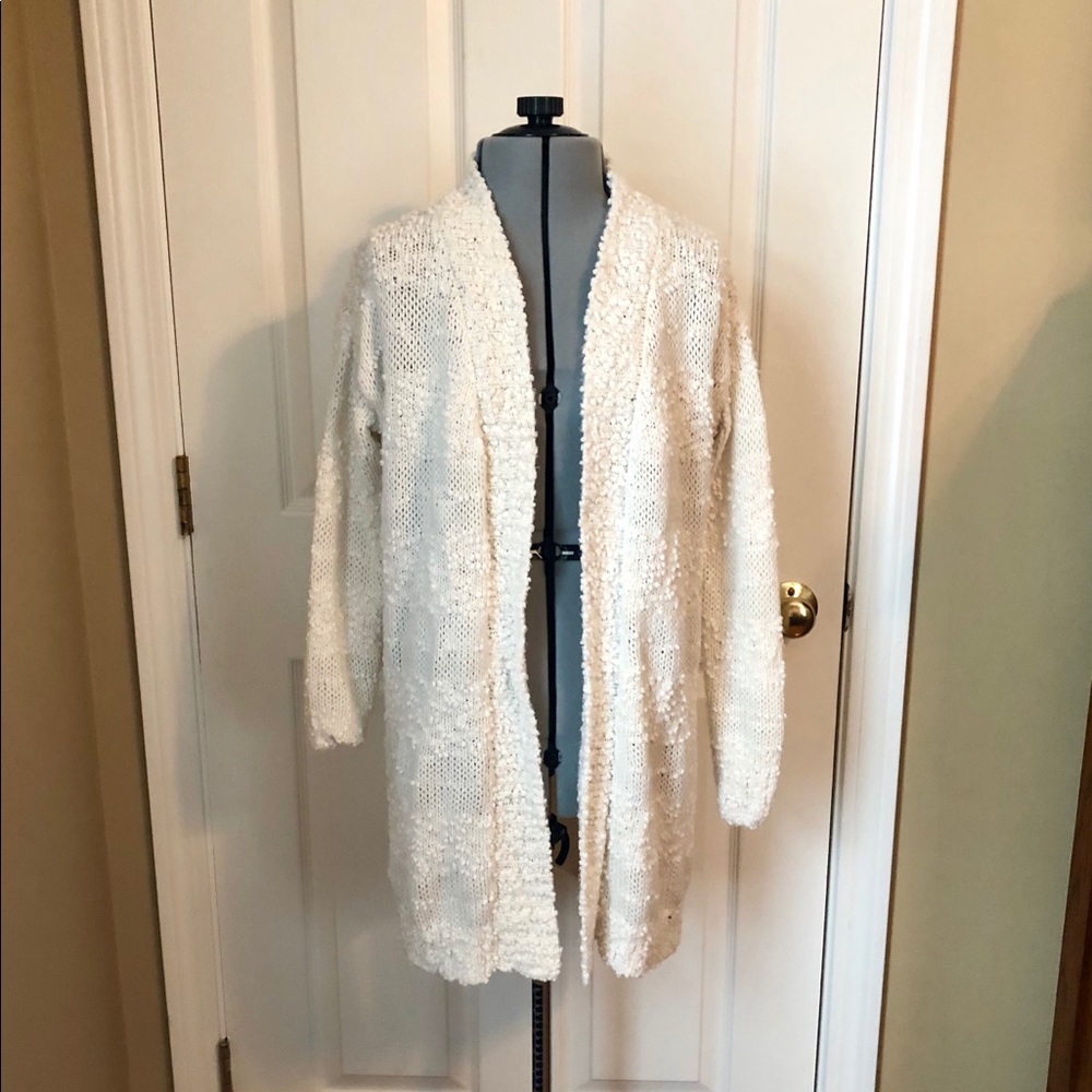 Ivory Cream Cardigan Sweater, Size Small